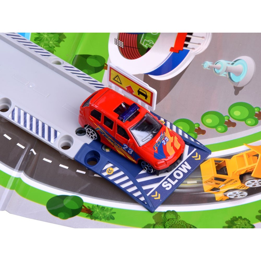 JOKO Veľké Parkovisko s Elektrickým Výťahom, čerpacia stanica, vrtulník, 2 kovové autíčka + Podložka Mesto