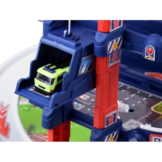 JOKO Veľké Parkovisko s Elektrickým Výťahom, čerpacia stanica, vrtulník, 2 kovové autíčka + Podložka Mesto