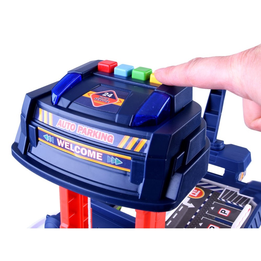 JOKO Veľké Parkovisko s Elektrickým Výťahom, čerpacia stanica, vrtulník, 2 kovové autíčka + Podložka Mesto