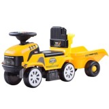 JOKO Odrážadlo traktor s vlečkou a zvukom + hrable a lopatka, žltý