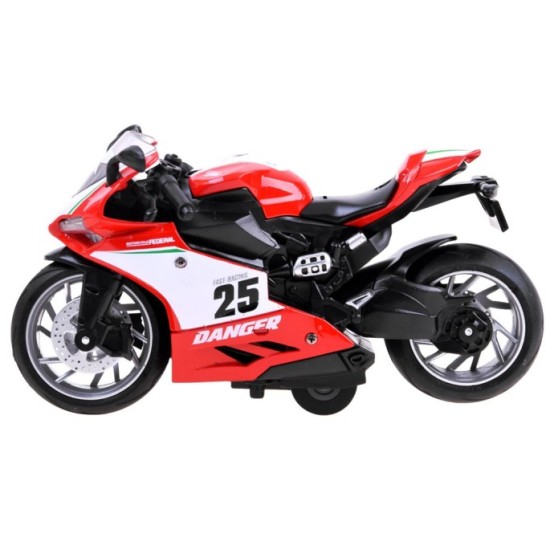 JOKO Kovová Motorka Model na natiahnutie, červená