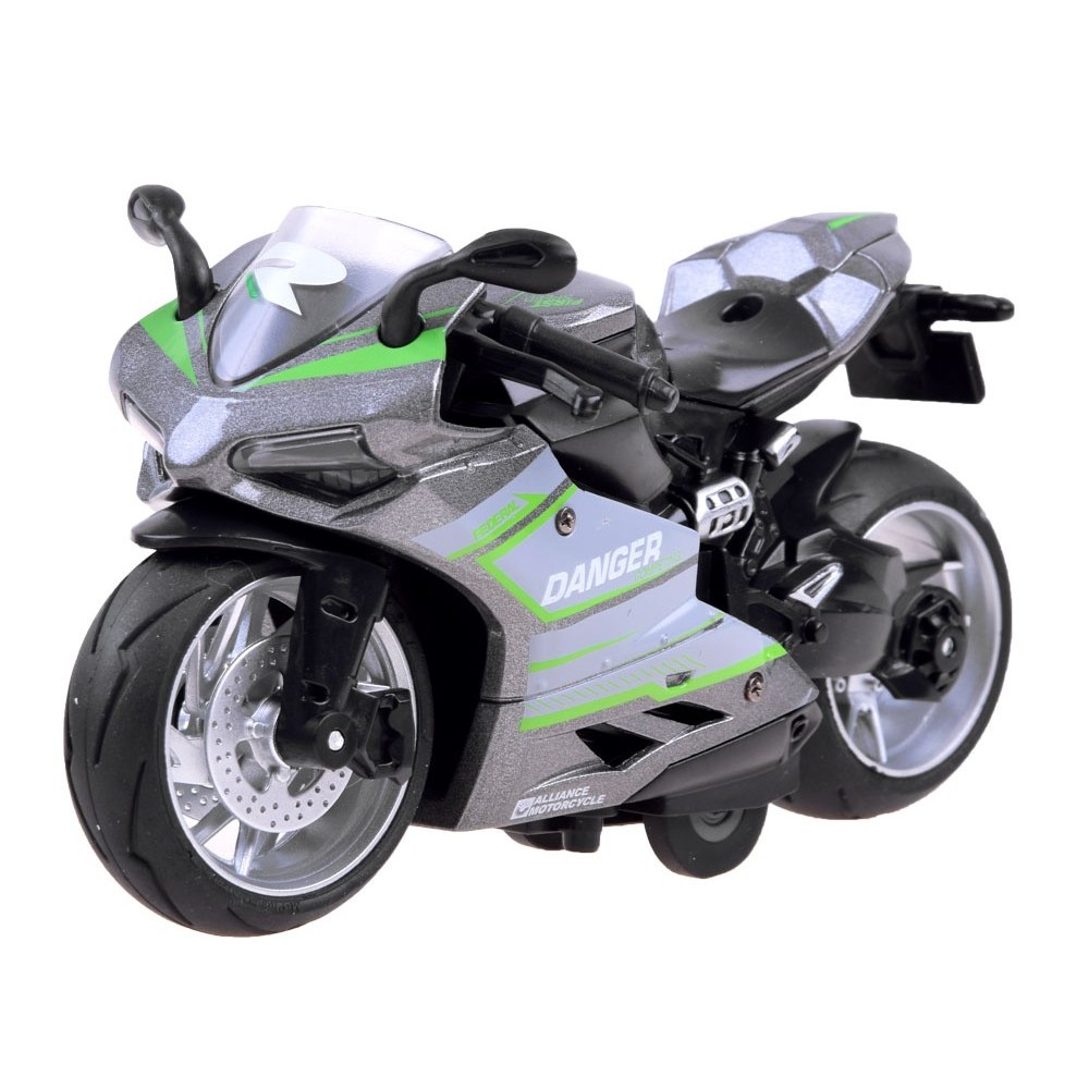 JOKO Kovová Motorka Model na natiahnutie, sivo-zelená