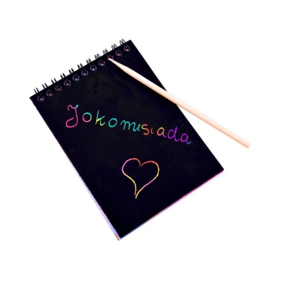 JOKO Škrabací/Vyškrabovací notes duhový + drevený stylus, ružový