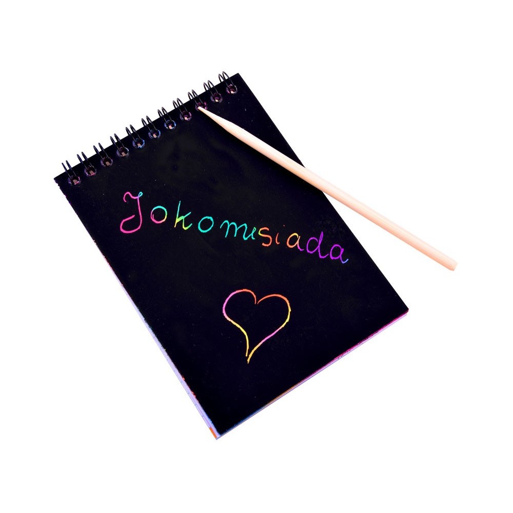 JOKO Škrabací/Vyškrabovací notes duhový + drevený stylus, ružový