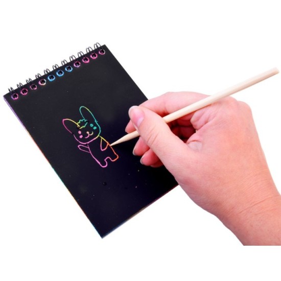 JOKO Škrabací/Vyškrabovací notes duhový + drevený stylus, ružový