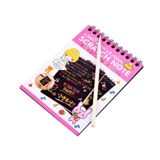 JOKO Škrabací/Vyškrabovací notes duhový + drevený stylus, ružový