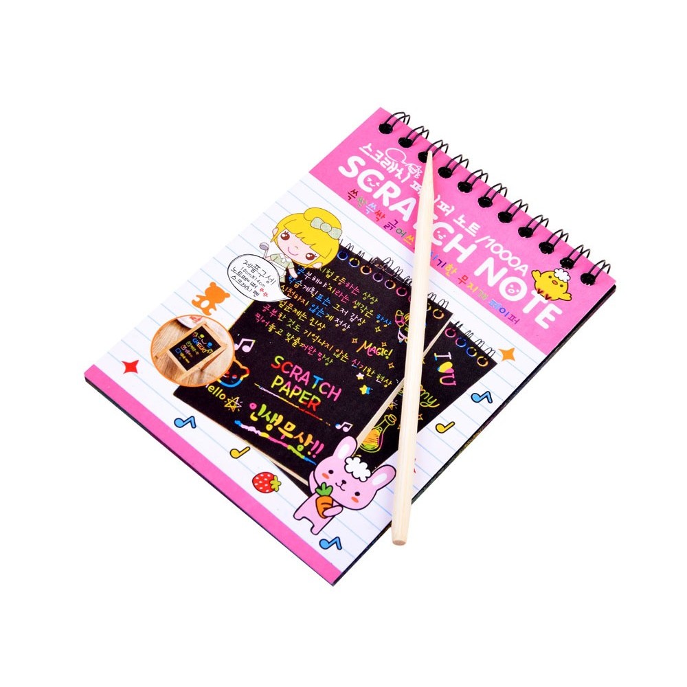 JOKO Škrabací/Vyškrabovací notes duhový + drevený stylus, ružový
