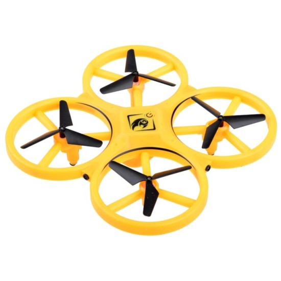 JOKO RC Dron ovládaný rukou s LED svetlom, Kvadrokoptéra UAV Gravity Sensor na diaľkové ovládanie, žltý
