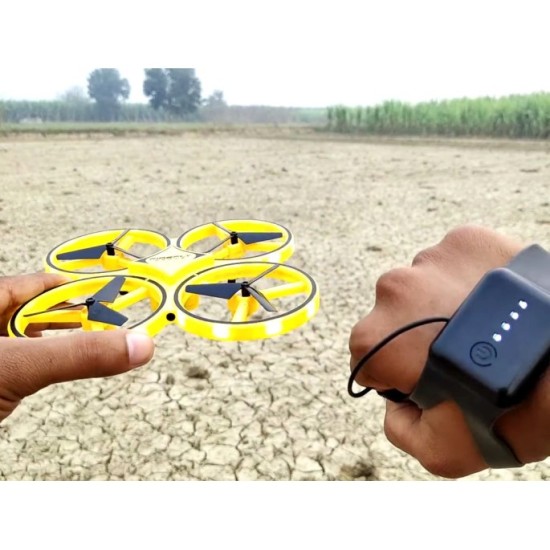 JOKO RC Dron ovládaný rukou s LED svetlom, Kvadrokoptéra UAV Gravity Sensor na diaľkové ovládanie, žltý