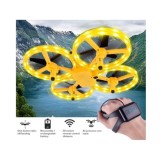 JOKO RC Dron ovládaný rukou s LED svetlom, Kvadrokoptéra UAV Gravity Sensor na diaľkové ovládanie, žltý