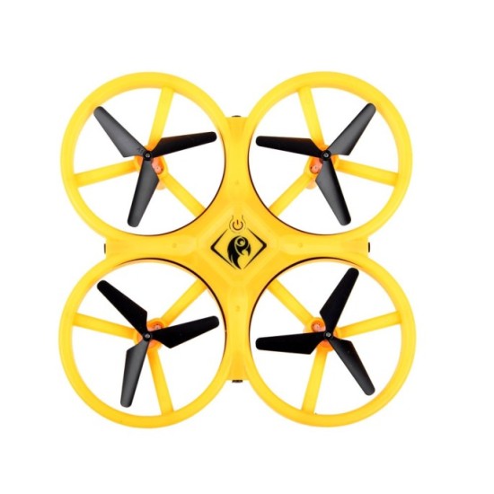 JOKO RC Dron ovládaný rukou s LED svetlom, Kvadrokoptéra UAV Gravity Sensor na diaľkové ovládanie, žltý