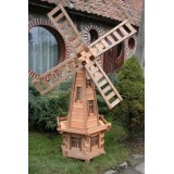 MKSTOR Drevený veterný mlyn záhradný otočný dekoračný 170cm, jelša a palisander