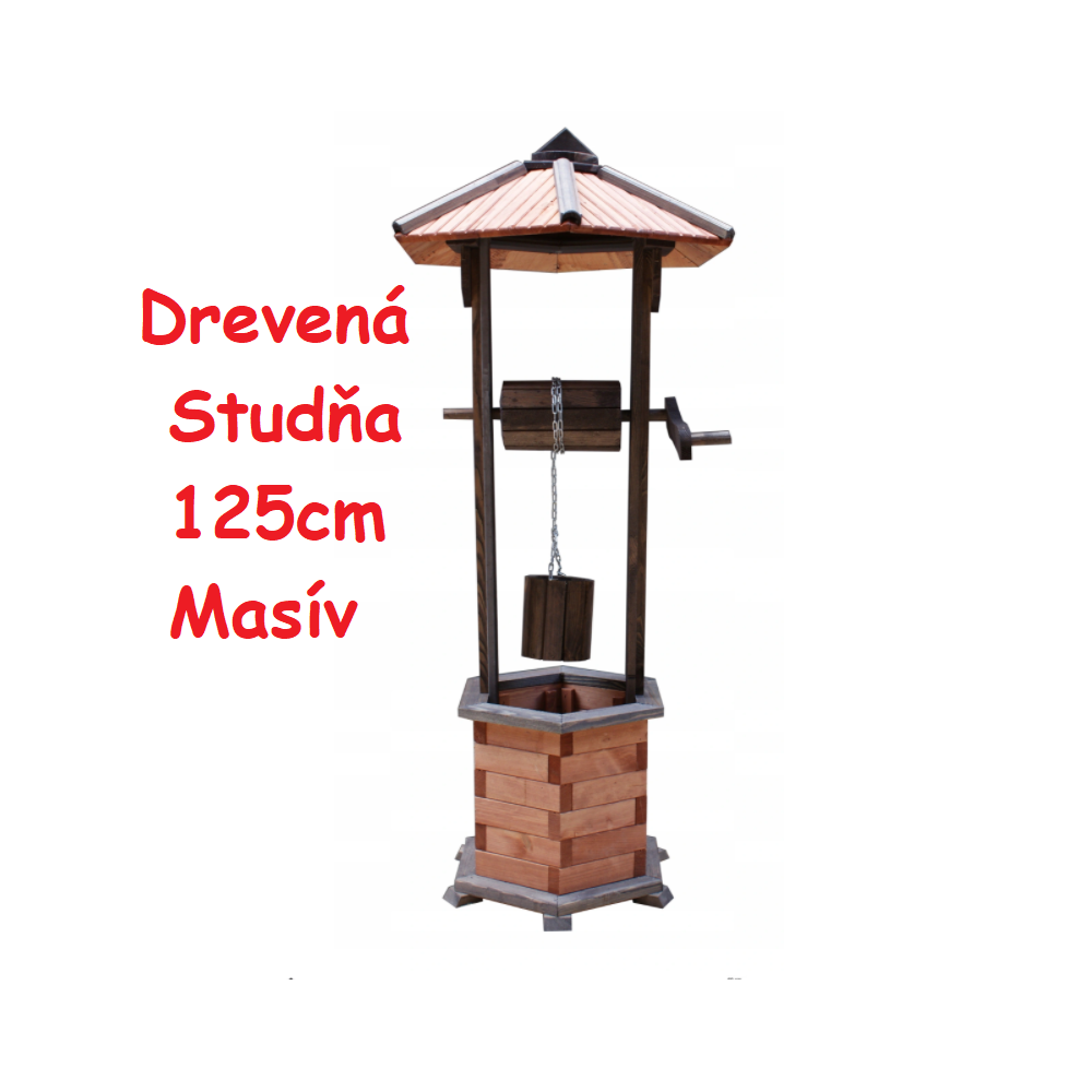 MKSTOR Drevená studňa do záhrady dekoračná 125cm, masív