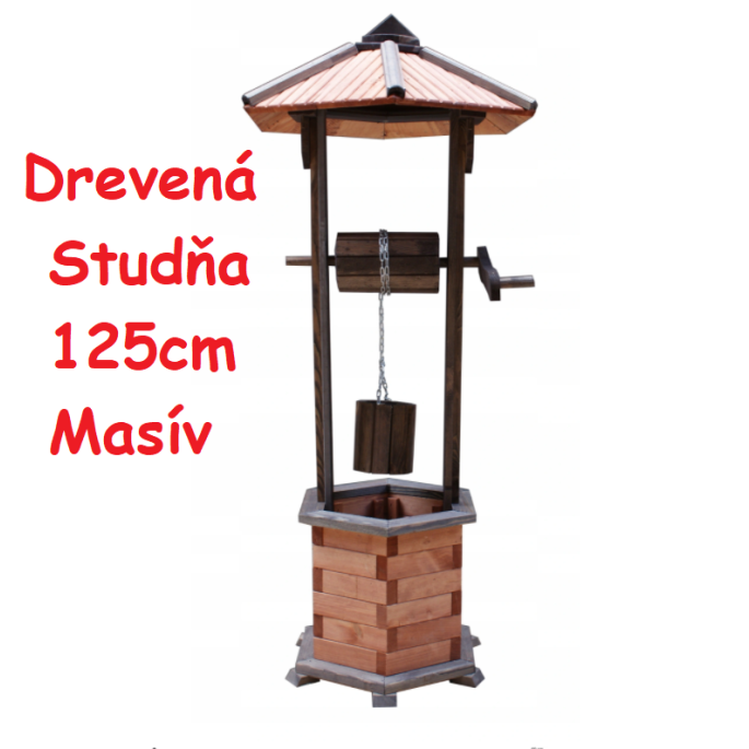 MKSTOR Drevená studňa do záhrady dekoračná 125cm, masív