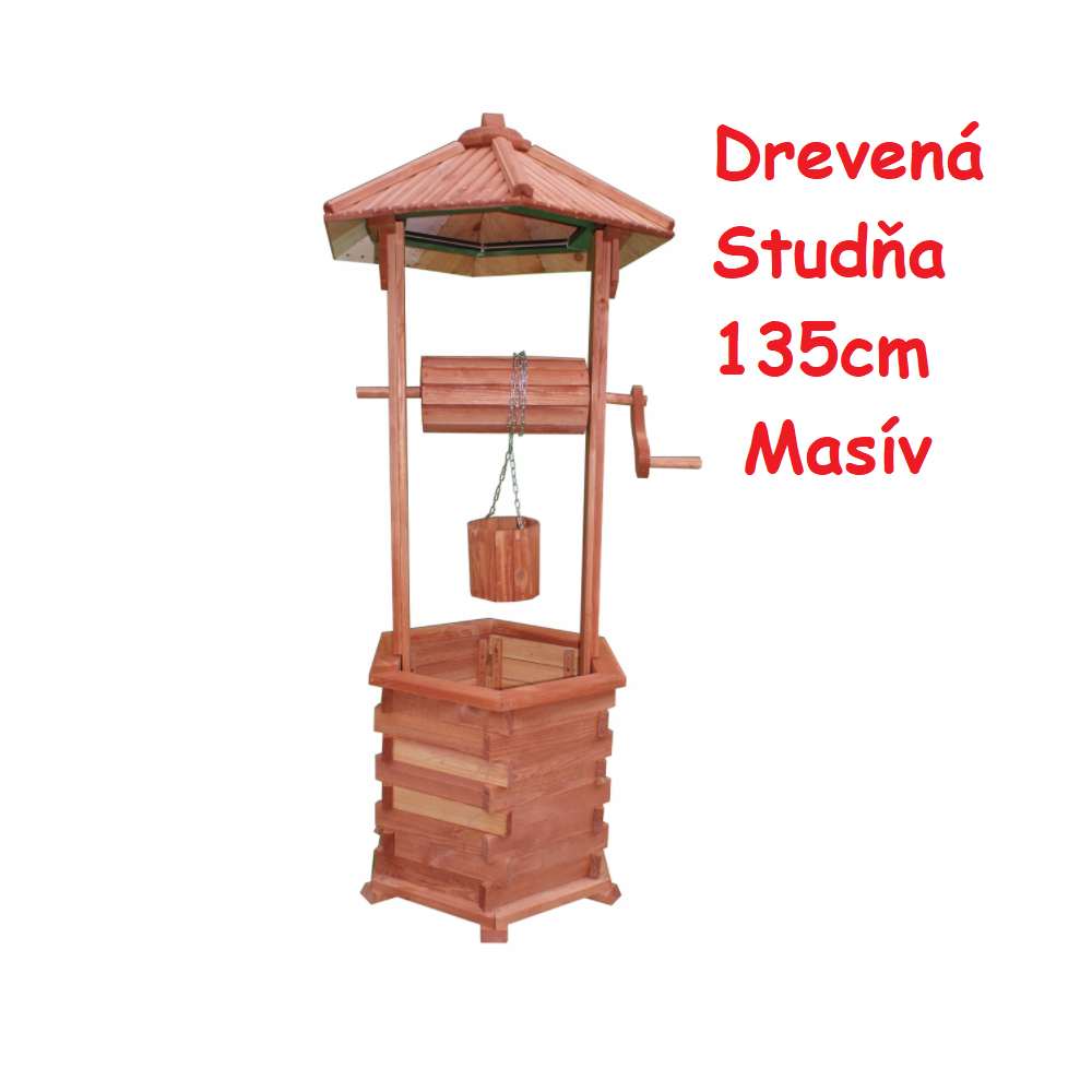 MKSTOR Drevená studňa do záhrady dekoračná 135cm, masív ST2