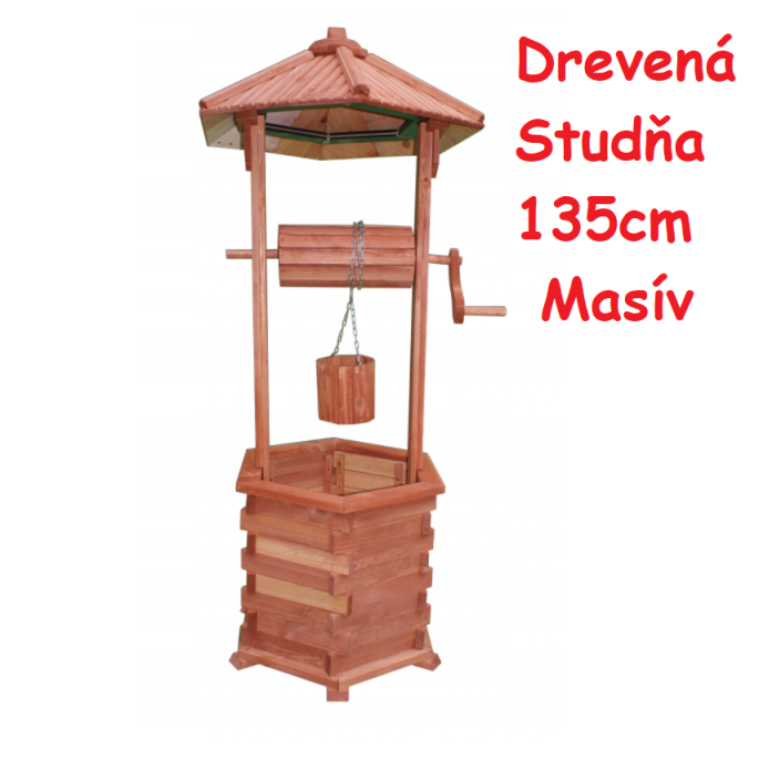 MKSTOR Drevená studňa do záhrady dekoračná 135cm, masív ST2