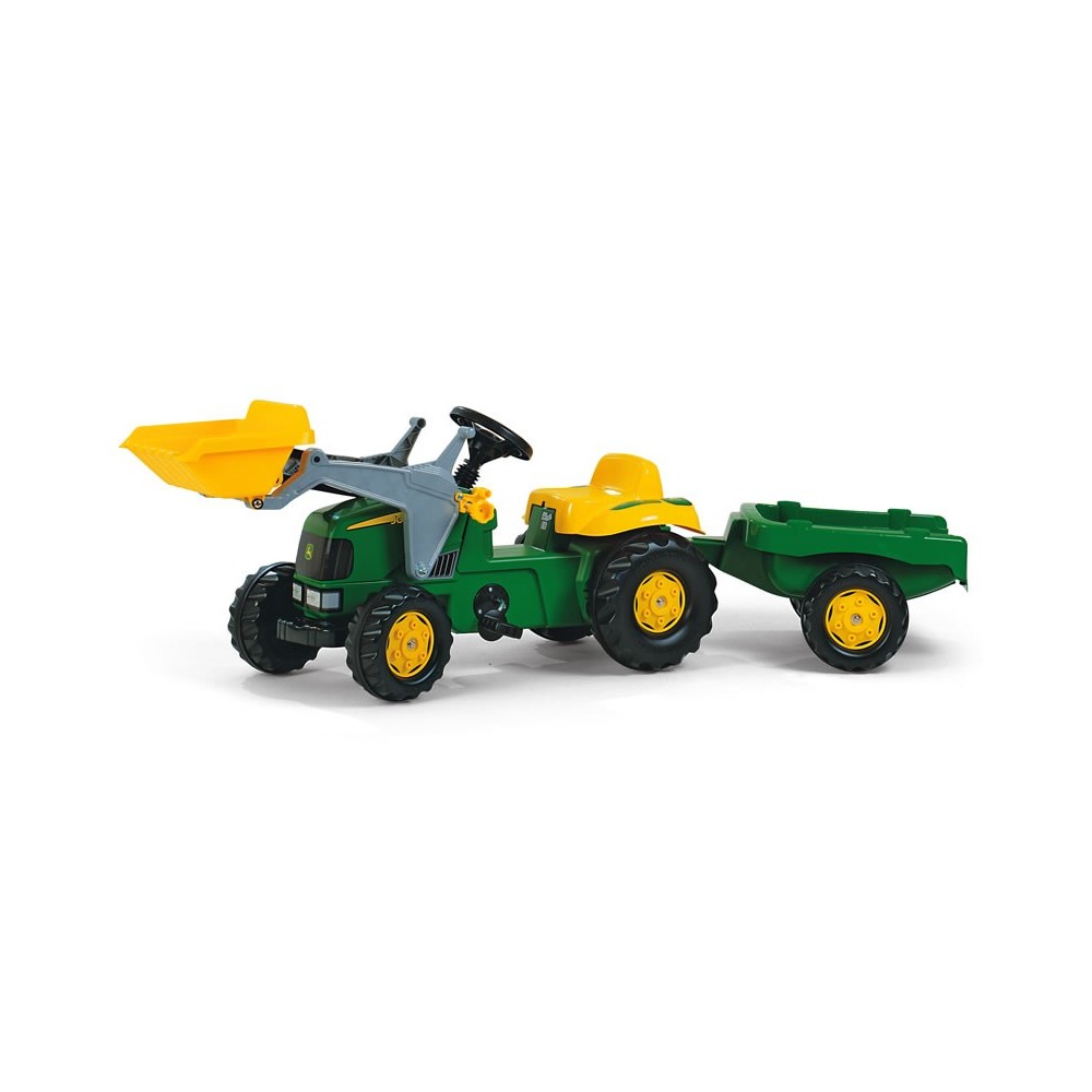 Rolly Toys Šľapací traktor John Deere + predný nakladač + vlečka