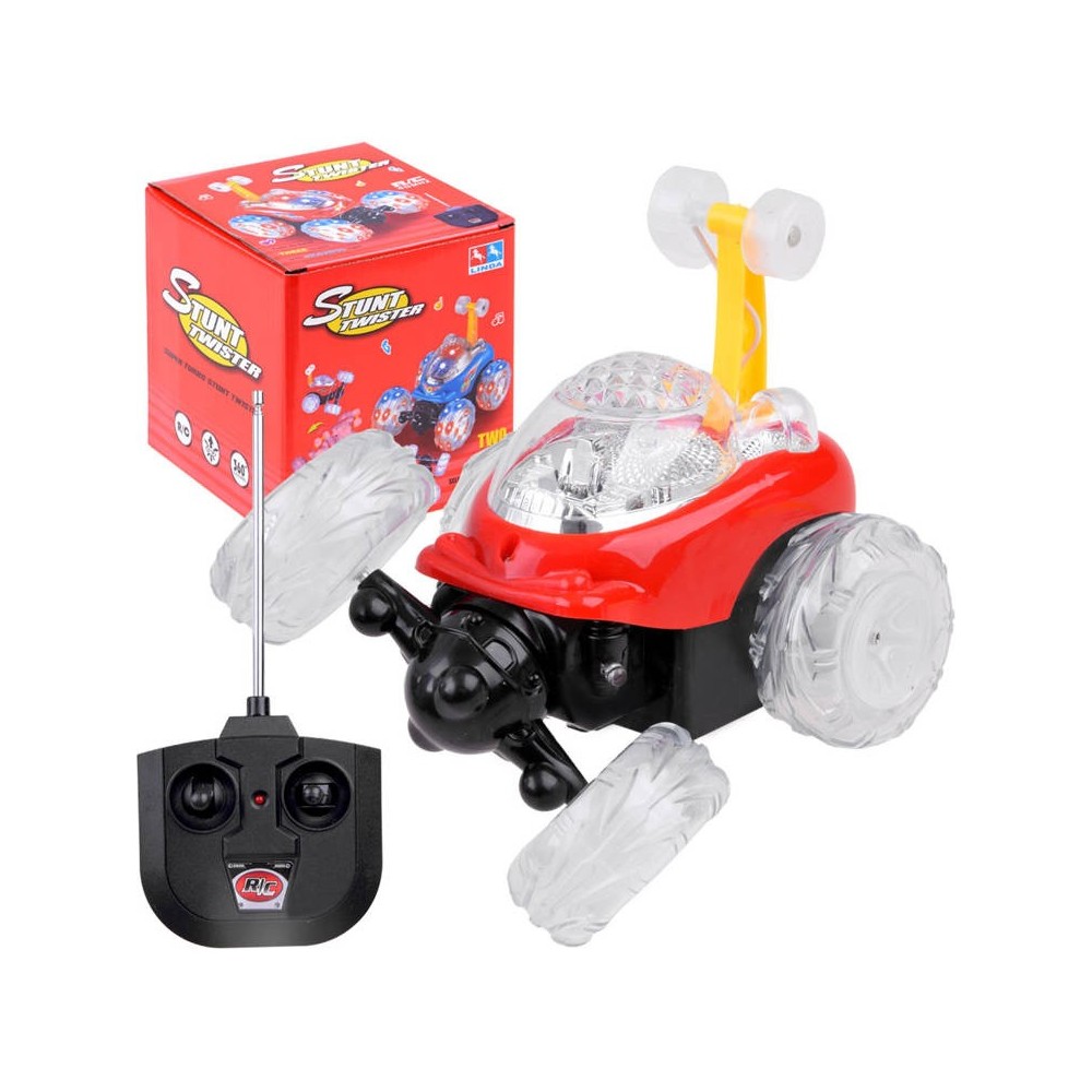 JOKO RC Auto Twister, bláznivé auto na diaľkové ovládanie + svetlo + hudba, červené