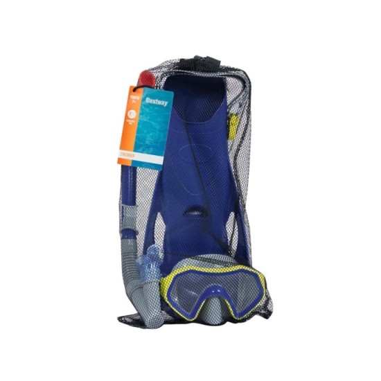 Bestway 25046 Sada na Potápanie pre deti, Potápačské okuliera, plutvy, šnorchel, modrá