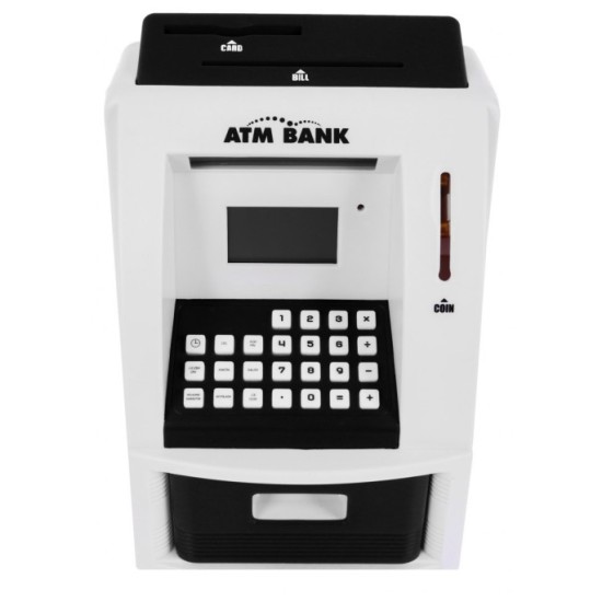 JOKO Detský Interaktívny Bankomat na Peniaze, Pokladnička na batérie + bankomatová karta, čierny