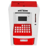 JOKO Detský Interaktívny Bankomat na Peniaze, Pokladnička na batérie + bankomatová karta, červený