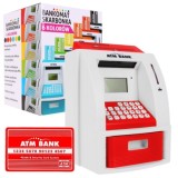 JOKO Detský Interaktívny Bankomat na Peniaze, Pokladnička na batérie + bankomatová karta, červený