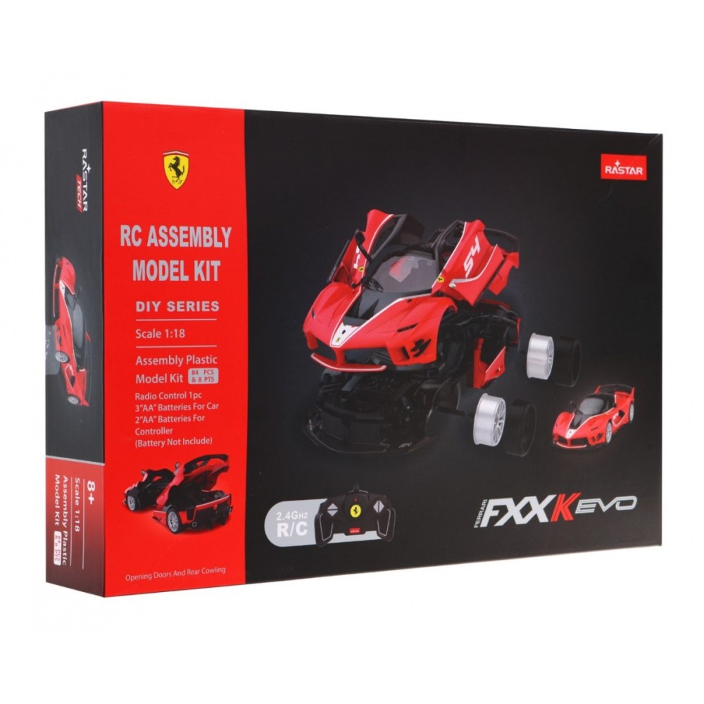 Rastar Konštrukčné autíčko RC Auto Ferrari FXX-K 1:18  Building kit na diaľkové ovládanie, červené