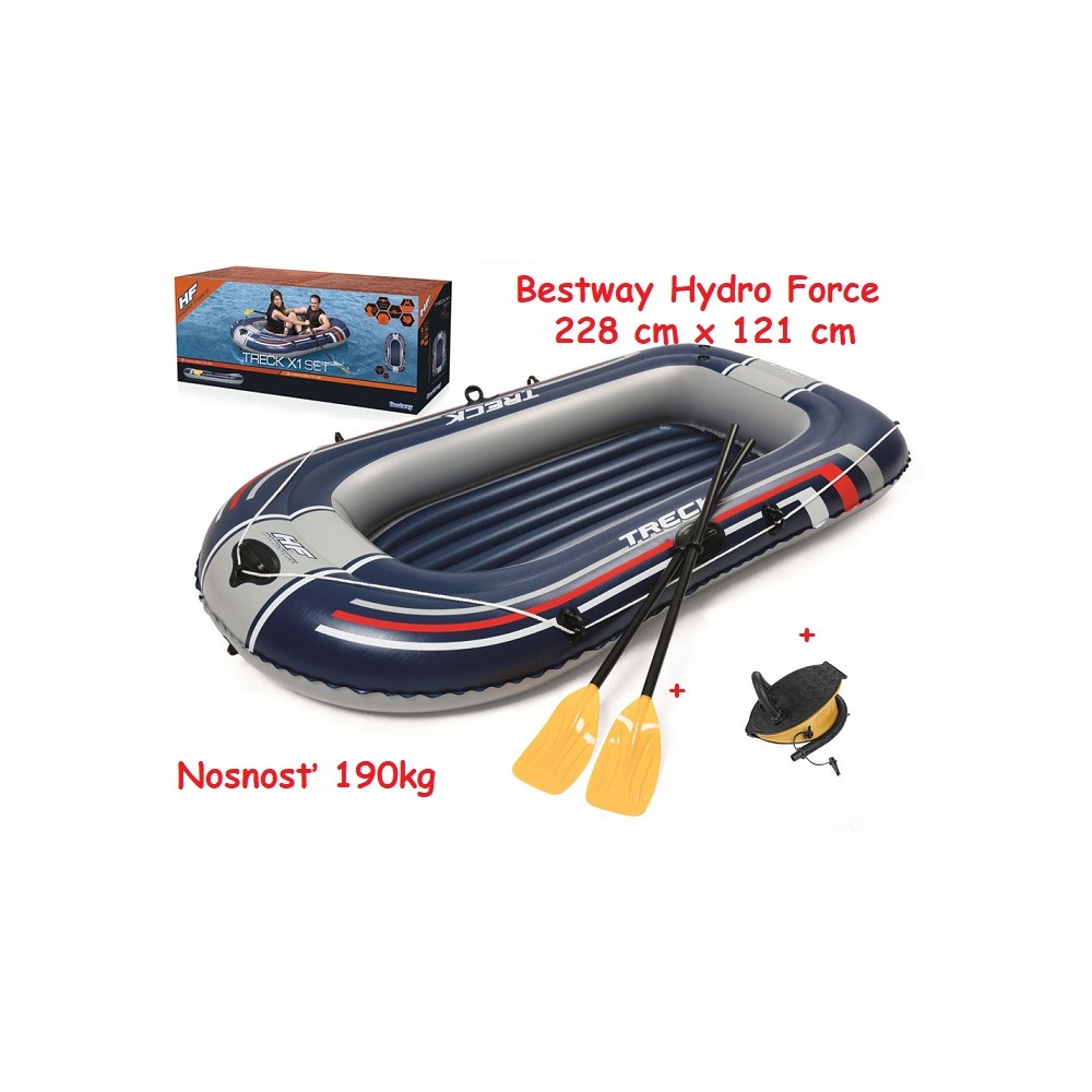 Bestway 61083 Nafukovací čln Hydro Force + veslá + pumpa 228cm x 121cm, modrý