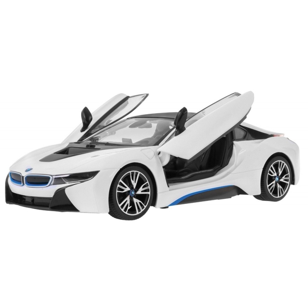 RASTAR RC Auto BMW i8 1:14 + Automatické Dvere na diaľkové ovládanie + LED svetlo, biele