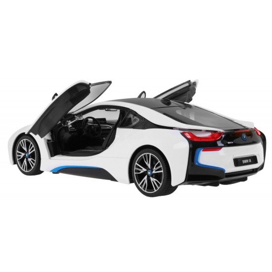 RASTAR RC Auto BMW i8 1:14 + Automatické Dvere na diaľkové ovládanie + LED svetlo, biele