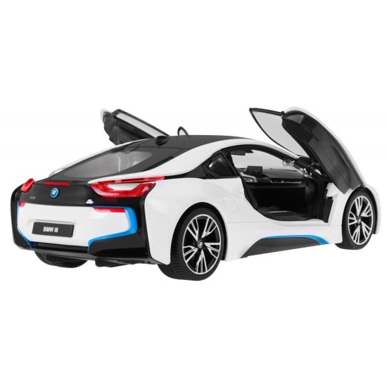 RASTAR RC Auto BMW i8 1:14 + Automatické Dvere na diaľkové ovládanie + LED svetlo, biele