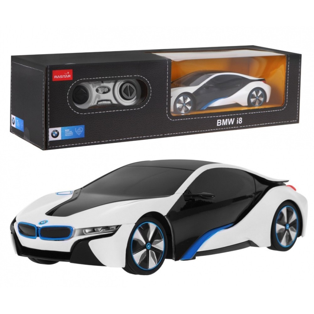 RASTAR RC Auto BMW i8 1:24 na diaľkové ovládanie + LED svetlá, biele