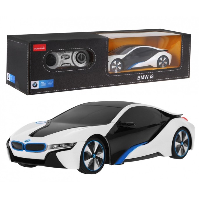 RASTAR RC Auto BMW i8 1:24 na diaľkové ovládanie + LED svetlá, biele