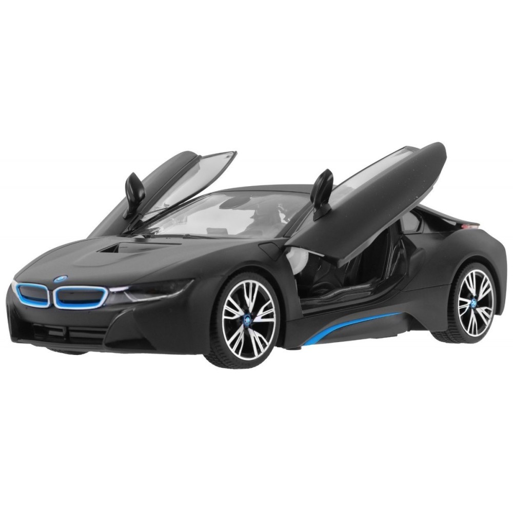RASTAR RC Auto BMW i8 1:14 + Automatické Dvere na diaľkové ovládanie + LED svetlo, čierne