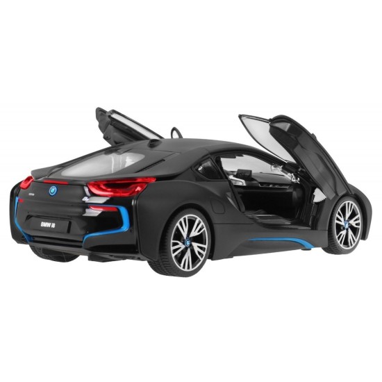 RASTAR RC Auto BMW i8 1:14 + Automatické Dvere na diaľkové ovládanie + LED svetlo, čierne