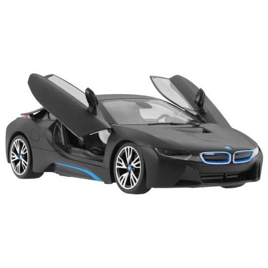 RASTAR RC Auto BMW i8 1:14 + Automatické Dvere na diaľkové ovládanie + LED svetlo, čierne