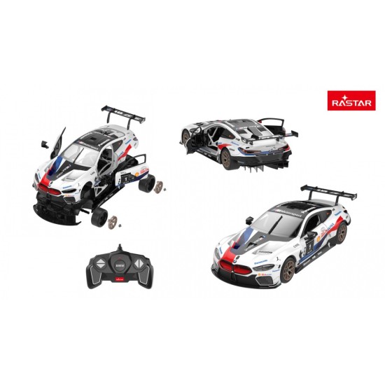 RASTAR RC Konštrukčné Autíčko BMW M8 GTE Building kit na diaľkové ovládanie so svetlom, biele