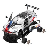 RASTAR RC Konštrukčné Autíčko BMW M8 GTE Building kit na diaľkové ovládanie so svetlom, biele