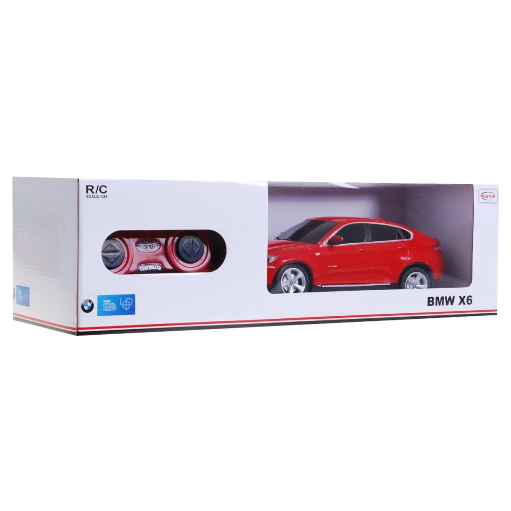 RASTAR RC Auto BMW X 6 1:24 na diaľkové ovládanie, červené