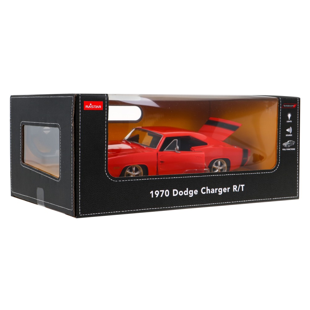 RASTAR RC Auto Dodge Charger R T 1:16 na diaľkové ovládanie s LED Svetlom a Zvukom, červené