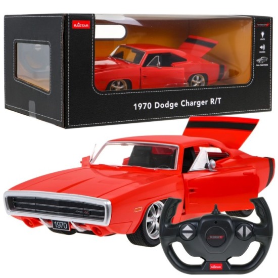 RASTAR RC Auto Dodge Charger R T 1:16 na diaľkové ovládanie s LED Svetlom a Zvukom, červené