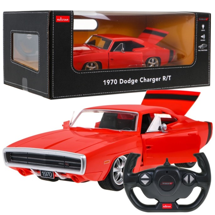 RASTAR RC Auto Dodge Charger R T 1:16 na diaľkové ovládanie s LED Svetlom a Zvukom, červené