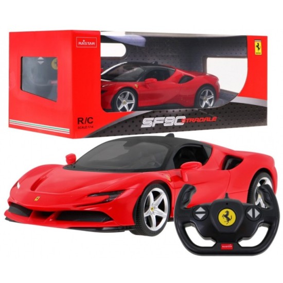 Rastar RC Auto Ferrari SF90 1:14 na diaľkové ovládanie + LED svetlá, červené