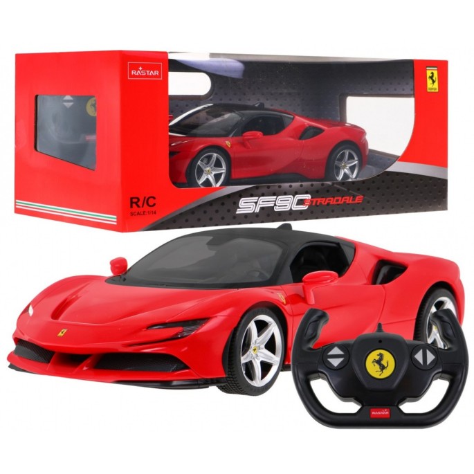 Rastar RC Auto Ferrari SF90 1:14 na diaľkové ovládanie + LED svetlá, červené
