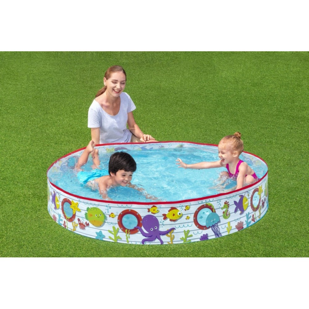 Bestway Detský Samonosný bazén 152 cm x 25 cm Podmorský svet s okienkami