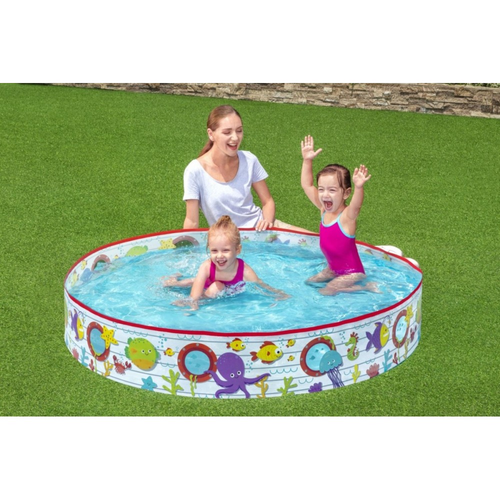 Bestway Detský Samonosný bazén 152 cm x 25 cm Podmorský svet s okienkami