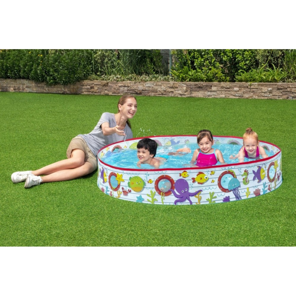 Bestway Detský Samonosný bazén 152 cm x 25 cm Podmorský svet s okienkami