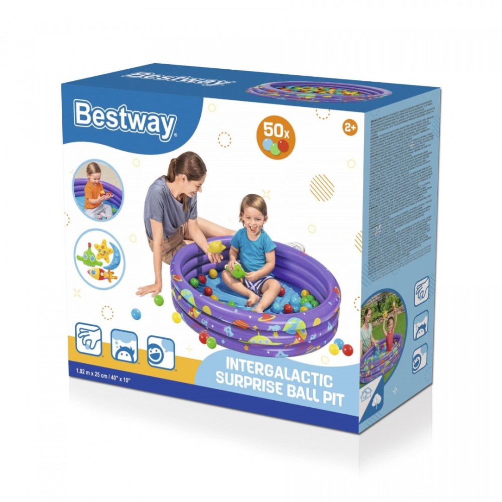 Bestway 52466 Detský nafukovací bazén Vesmír s loptičkami 50 ks + 4 hračky + 4 otváracie loptičky