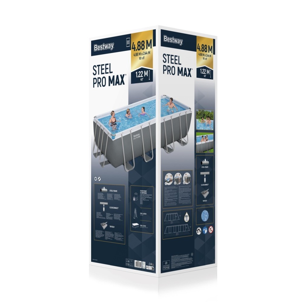 Bestway 56670 Bazén s Kovovou konštrukciou Steel Pro MAX 488x244x122cm + filtračné čerpadlo + rebrík + plachta