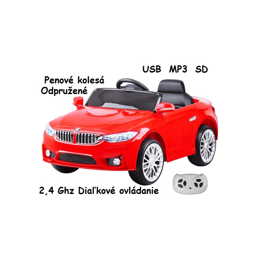 JOKO Elektrické autíčko BW BETA, penové kolesá, USB, MP3, odpružené, červené